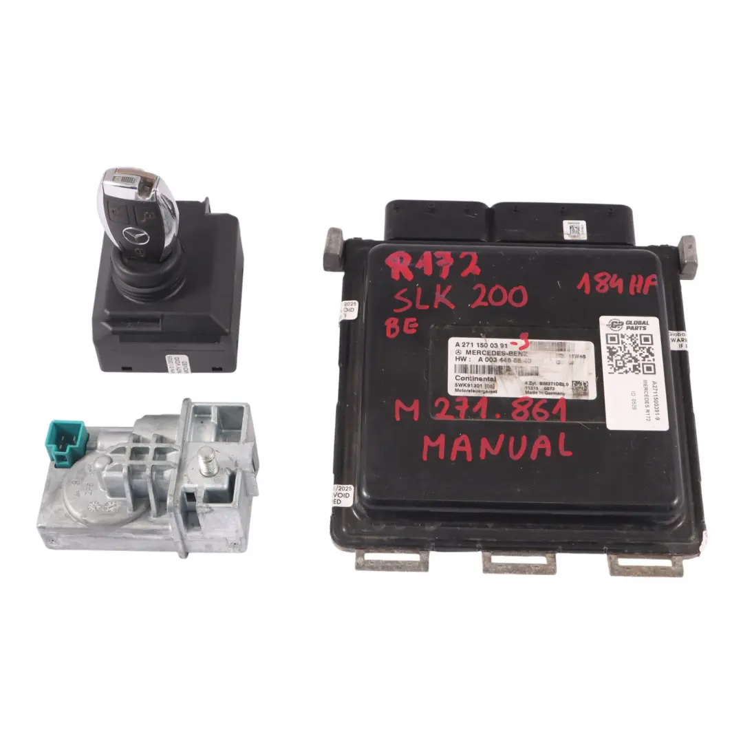 Mercedes R172 BlueEFFICIENCY 271.861 184HP Engine ECU Kit Key + Lock - SKU A2711500391-9 - Part number A2711500391