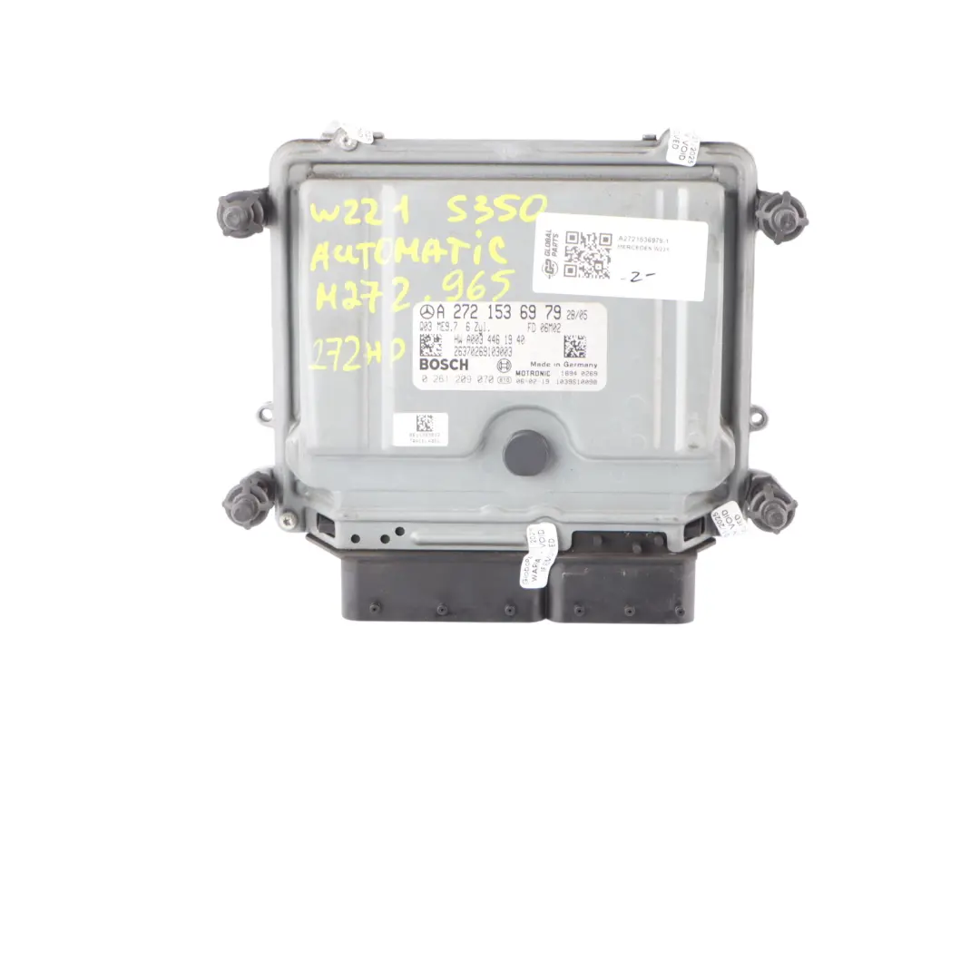 Kit Calculateur Mercedes W221 S350 M272.965 272 Ch Allumage + Clé pour à propos du numéro de pièce A2721536979 Kit Calculateur Mercedes W221 S350 M272.965 272 Ch Allumage + Clé - SKU A2721536979-1 - Numéro de pièce A2721536979