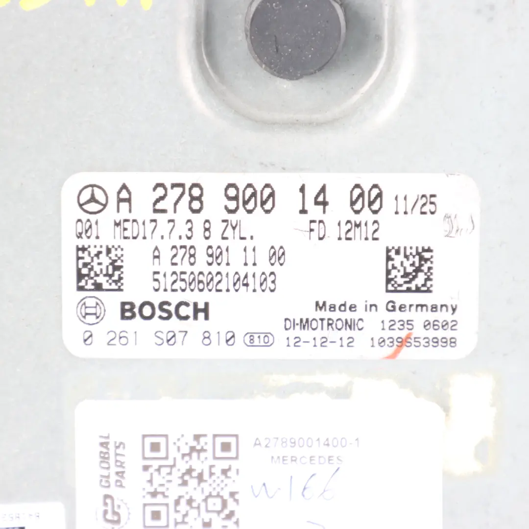 Mercedes W166 ML63 M157.982 525HP Engine ECU Kit Ignition + Key - SKU A2789001400-1 - Part number A2789001400