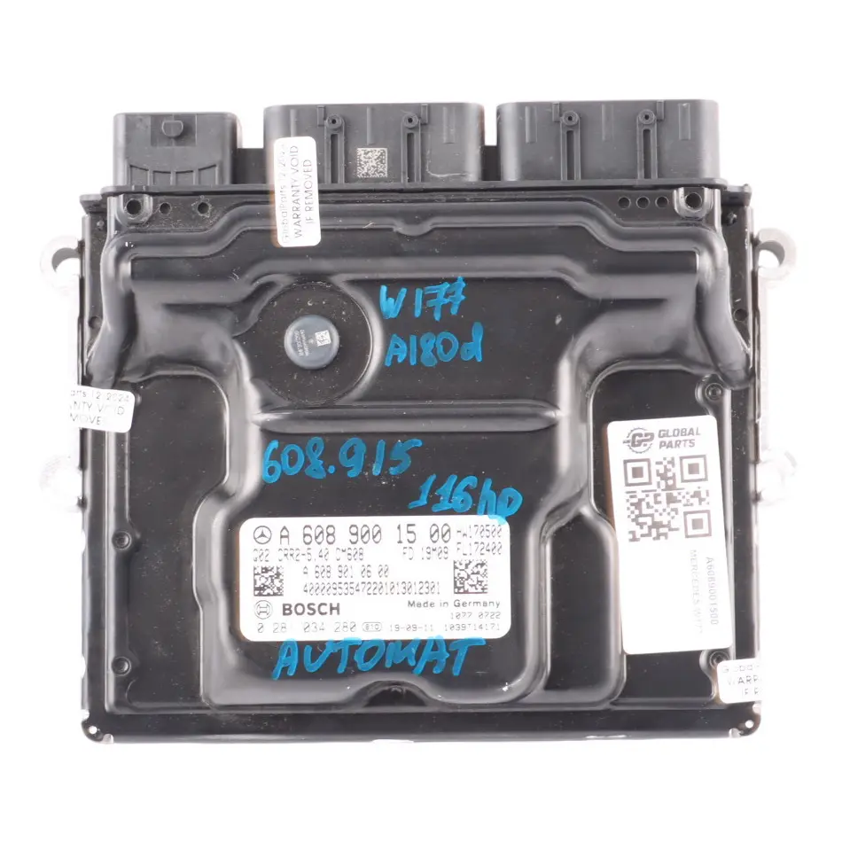 A180d 608,915 116HP Engine Control Unit Automatic to Mercedes W177 with Part number A6089001500 Mercedes W177 A180d 608,915 116HP Engine Control Unit Automatic - SKU A6089001500 - Part number A6089001500