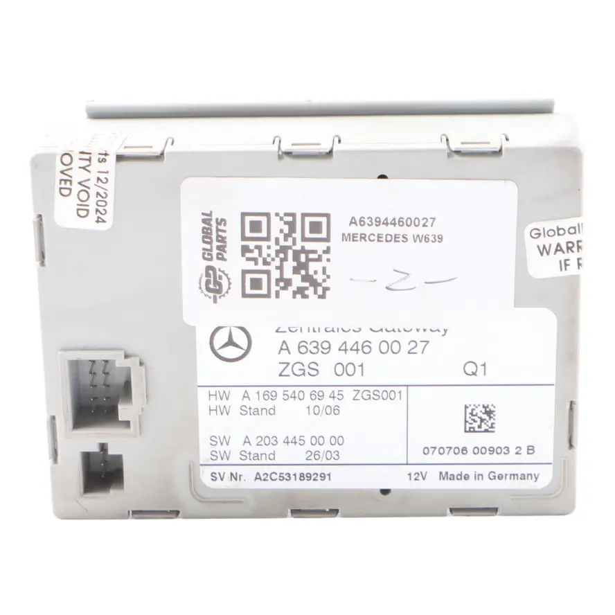 Gateway Control Unit Module ECU to Mercedes W639 with Part number A6394460027 Mercedes W639 Gateway Control Unit Module ECU - SKU A6394460027 - Part number A6394460027