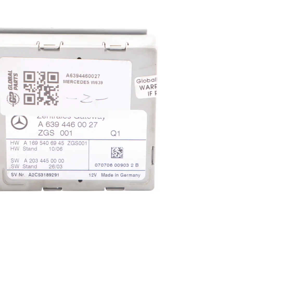 Mercedes W639 Gateway Control Unit Module ECU - SKU A6394460027 - Part number A6394460027