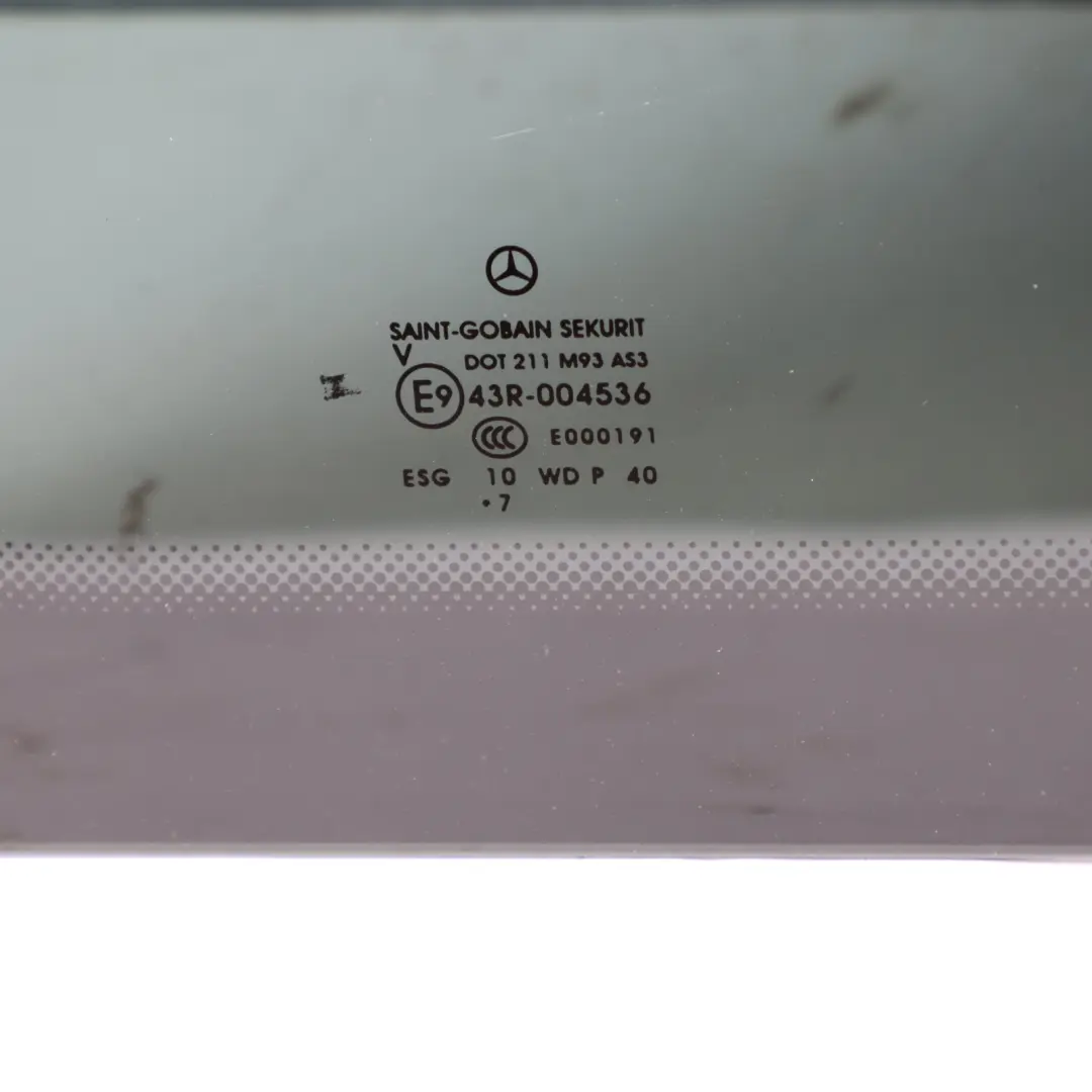 Right O/S Quarter Side Window Glass Tinted AS3 to Mercedes Vito Viano W639 Rear with Part number A6396721113 Mercedes Vito Viano W639 Rear Right O/S Quarter Side Window Glass Tinted AS3 - SKU A6396721113 - Part number A6396721113