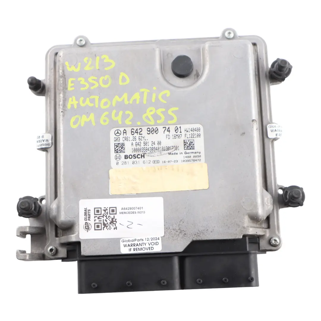 OM642.855 Diesel Engine Unit ECU Automatic to Mercedes W213 E350 with Part number A6429007401 Mercedes W213 E350 OM642.855 Diesel Engine Unit ECU Automatic - SKU A6429007401 - Part number A6429007401