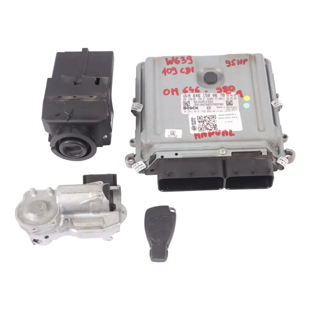 Mercedes Vito W639 109CDI 646.980 95HP Engine ECU Kit Ignition + Key - SKU A6461500678-1 - Part number A6461500678