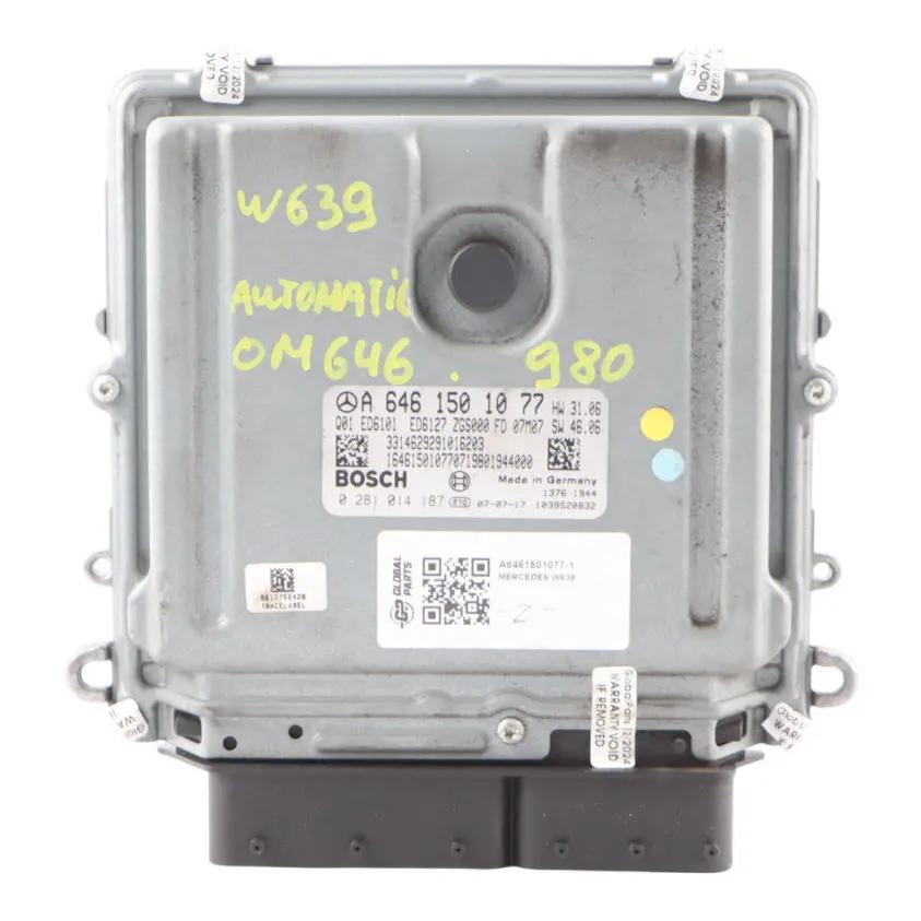 OM646.980 Engine ECU Control Unit Automatic to Mercedes Vito W639 with Part number A6461501077 Mercedes Vito W639 OM646.980 Engine ECU Control Unit Automatic - SKU A6461501077-1 - Part number A6461501077