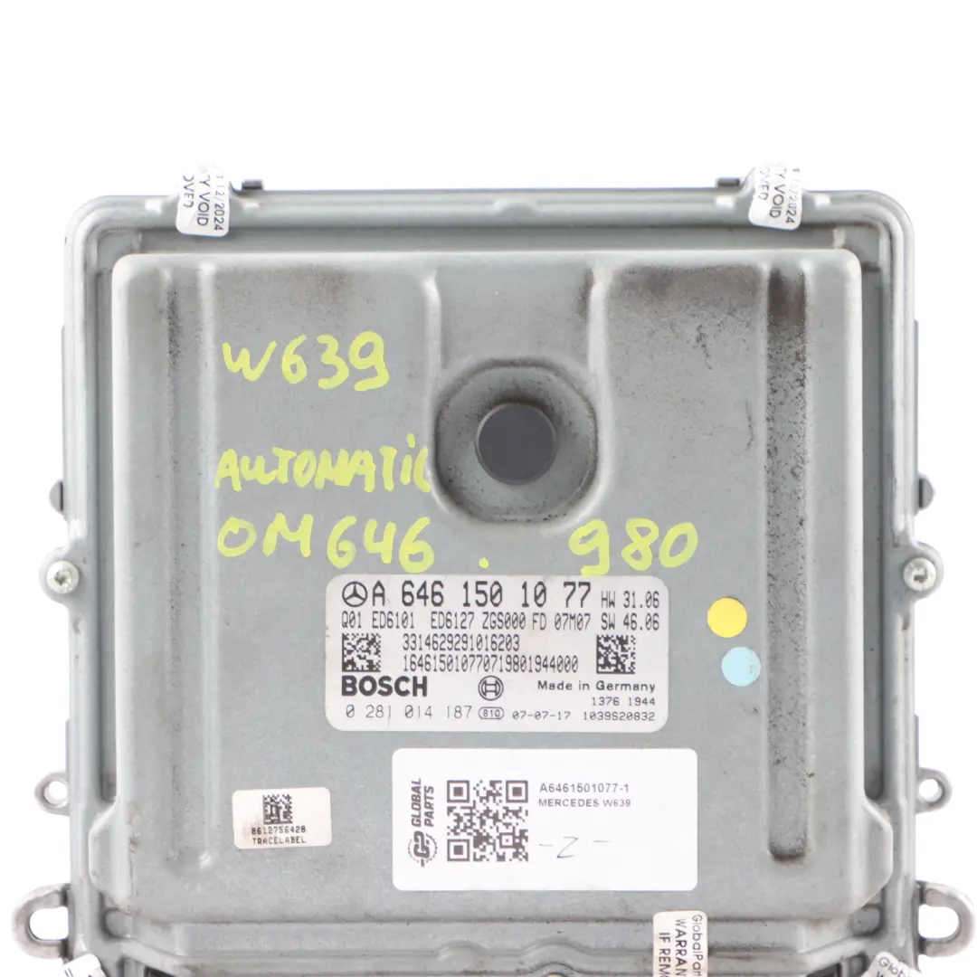 Mercedes Vito W639 OM646.980 Engine ECU Control Unit Automatic - SKU A6461501077-1 - Part number A6461501077