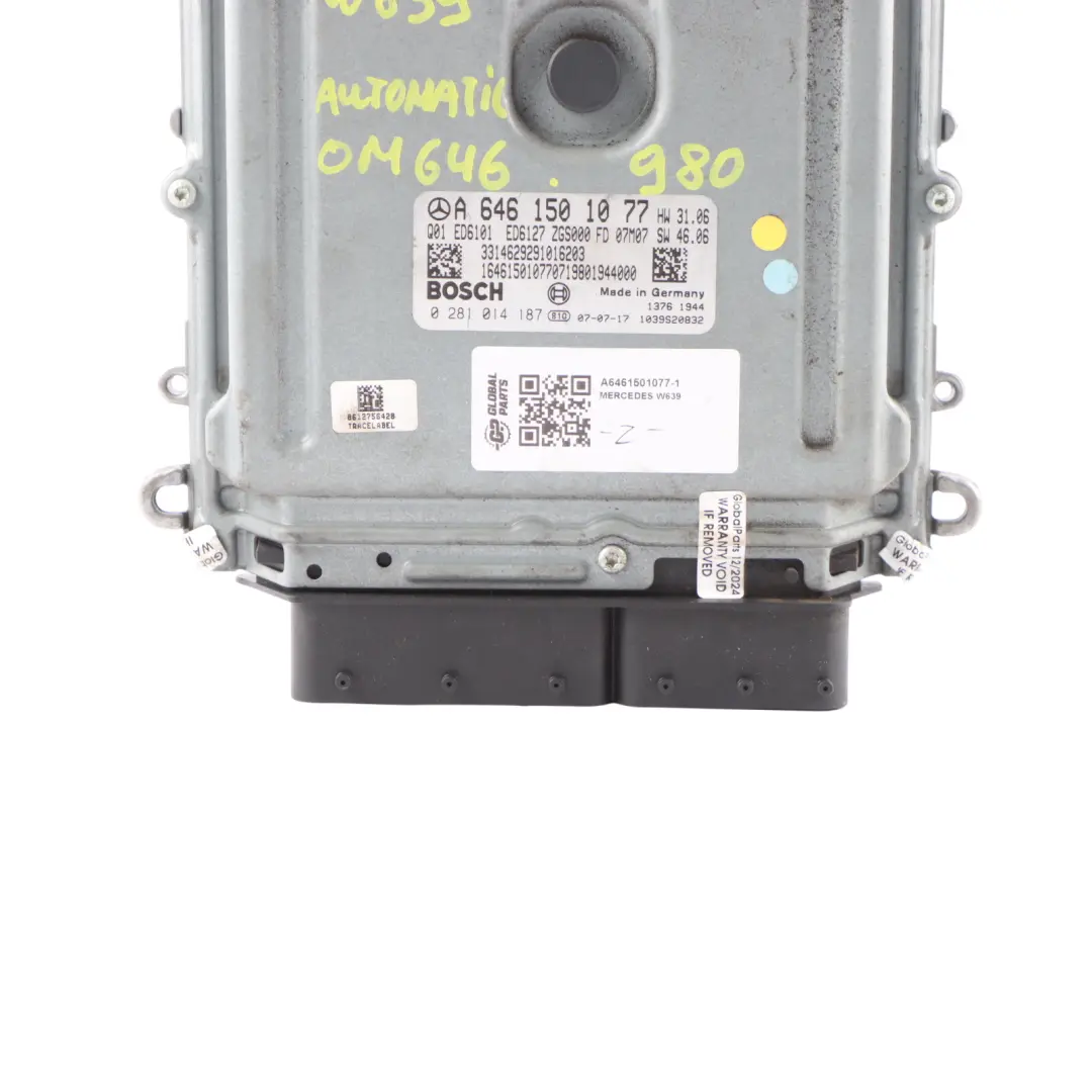 Mercedes Vito W639 OM646.980 Engine ECU Control Unit Automatic - SKU A6461501077-1 - Part number A6461501077
