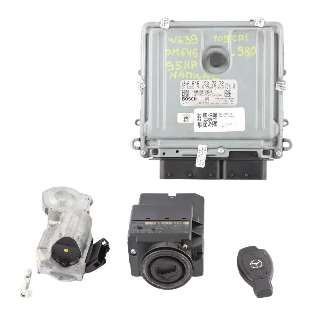 Mercedes W639 109CDI 646.980 Engine ECU Kit Ignition + Key + Lock - SKU A6461507272-1 - Part number A6461507272