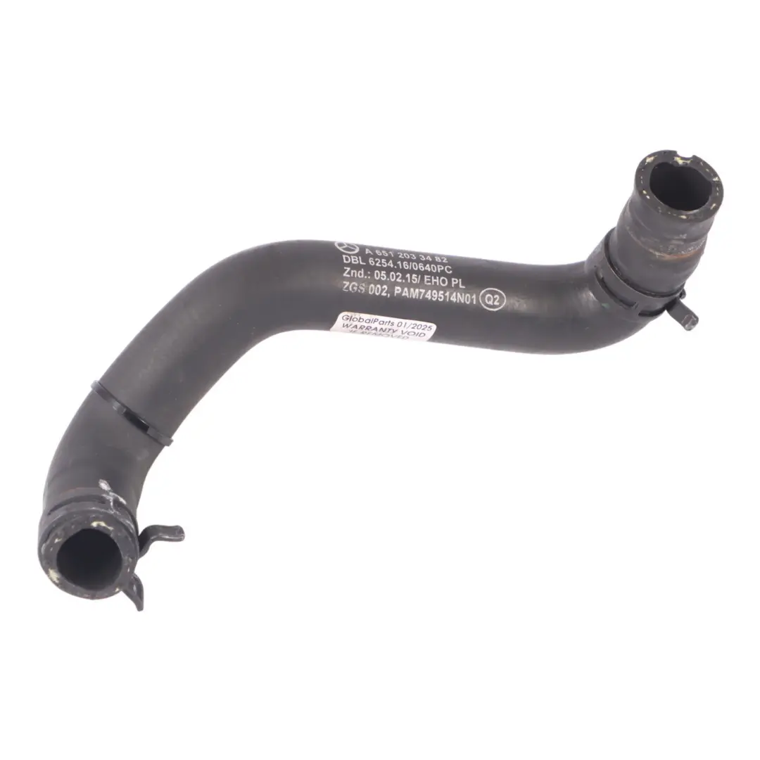 M651 Diesel Water Coolant Pipe Cooling Hose to Mercedes W447 with Part number A6512033482 Mercedes W447 M651 Diesel Water Coolant Pipe Cooling Hose - SKU A6512033482 - Part number A6512033482