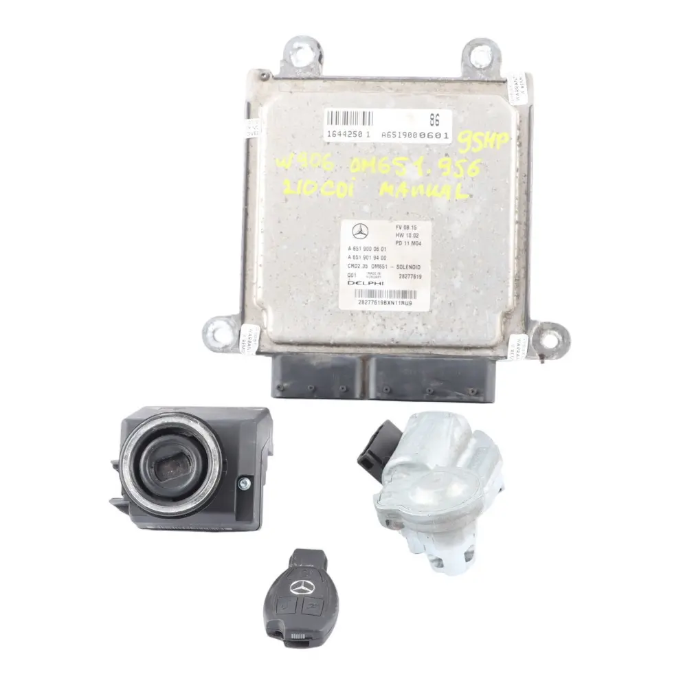 Mercedes W906 210 CDI 651.956 95HP Engine ECU Kit A6519000601 Ignition + Key
