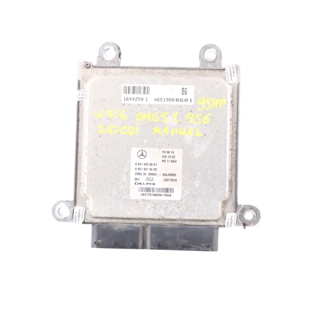 Mercedes W906 313 CDI 651.955 129HP Kit blocco chiave centralina - SKU A6519000601-4 - Numero di parte A6519000601