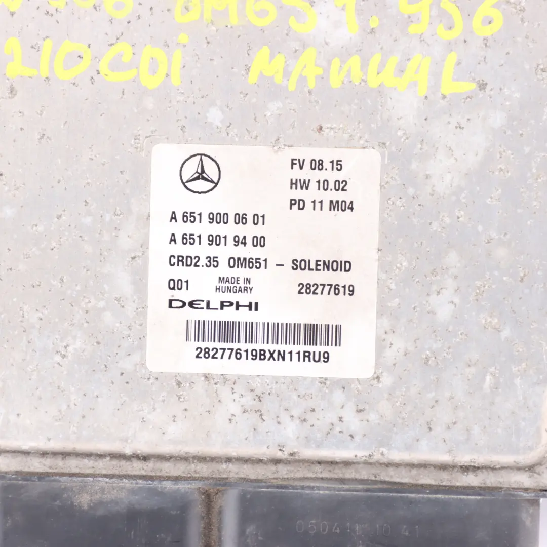 Mercedes W906 313 CDI 651.955 129HP Motor Kit bloqueo llave ECU - SKU A6519000601-4 - Número de pieza A6519000601
