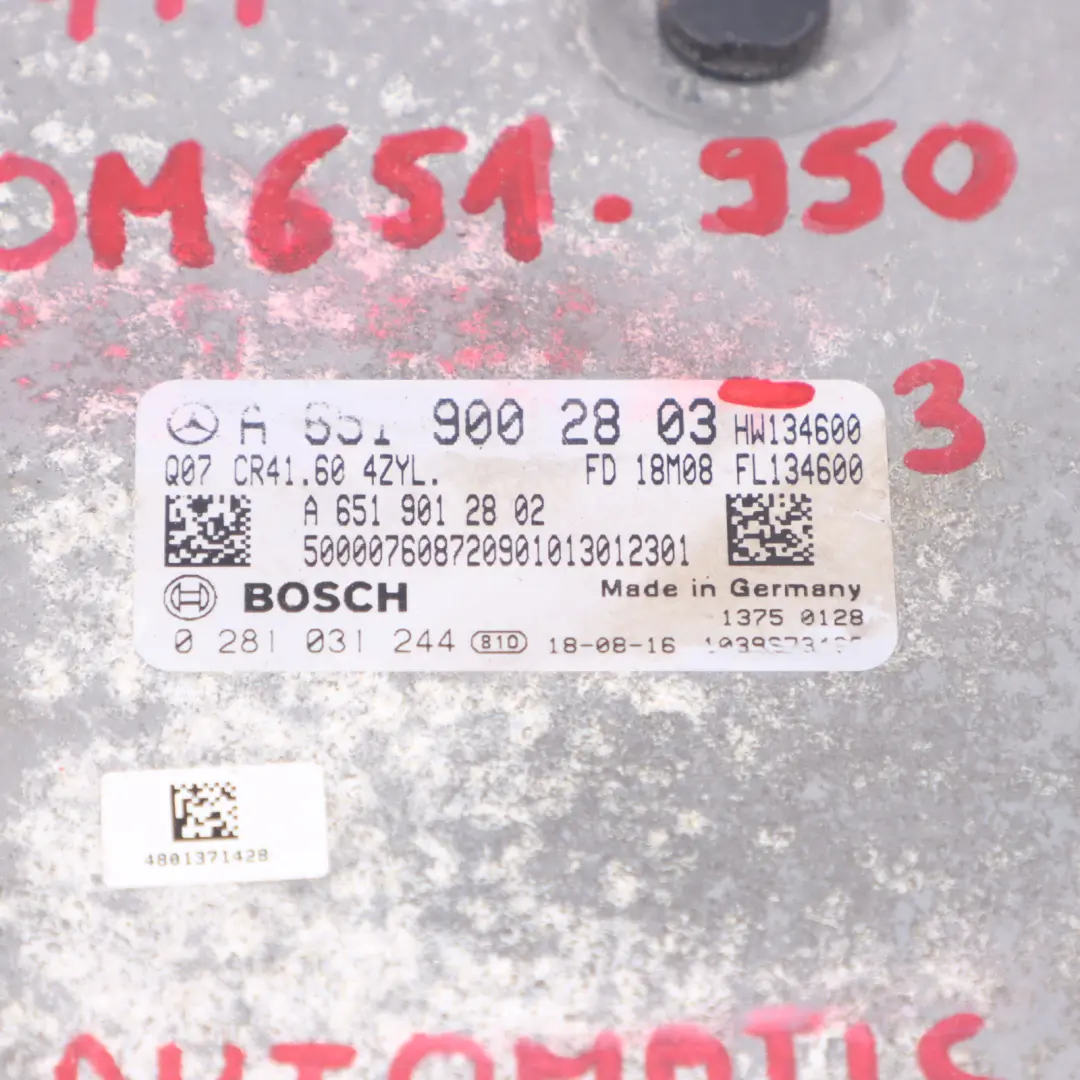 Mercedes Vito W447 114 CDI OM651.950 Engine ECU Kit Ignition + 2 Key - SKU A6519002803-3 - Part number A6519002803