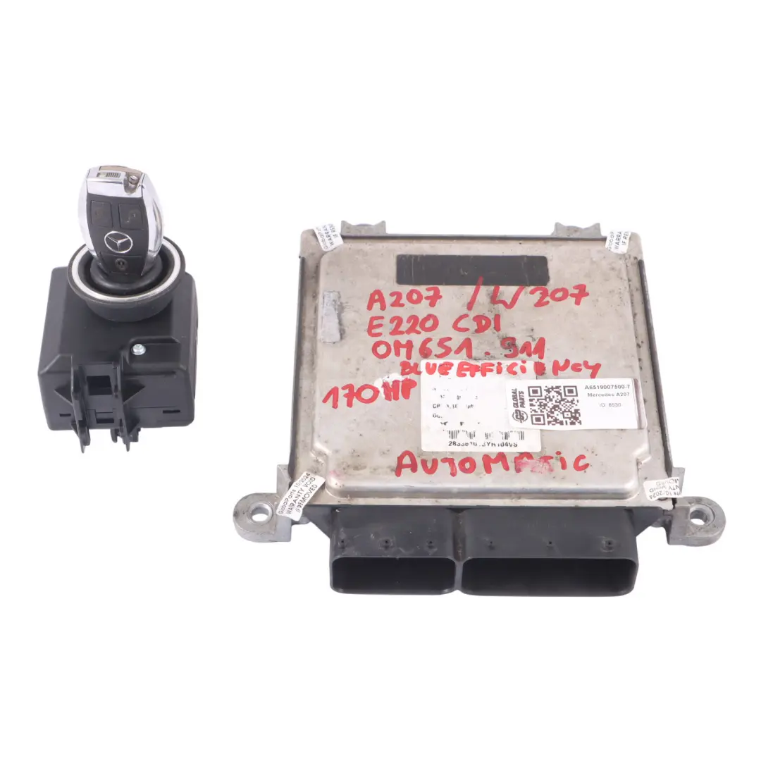 Mercedes A207 C207 E220 CDI 651.911 BE Engine ECU Kit Ignition + Key - SKU A6519007500-7 - Part number A6519007500