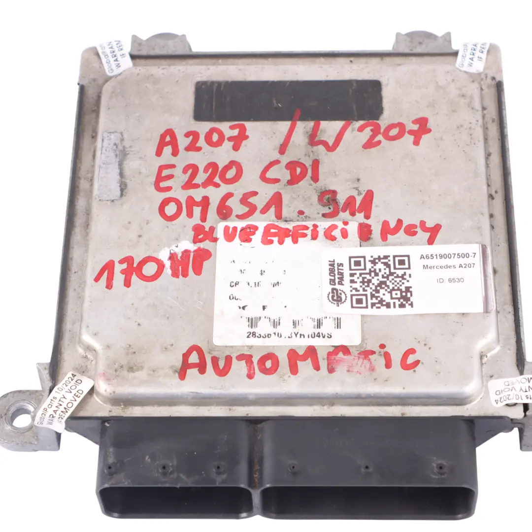 Mercedes A207 C207 E220 CDI 651.911 BE Engine ECU Kit Ignition + Key - SKU A6519007500-7 - Part number A6519007500