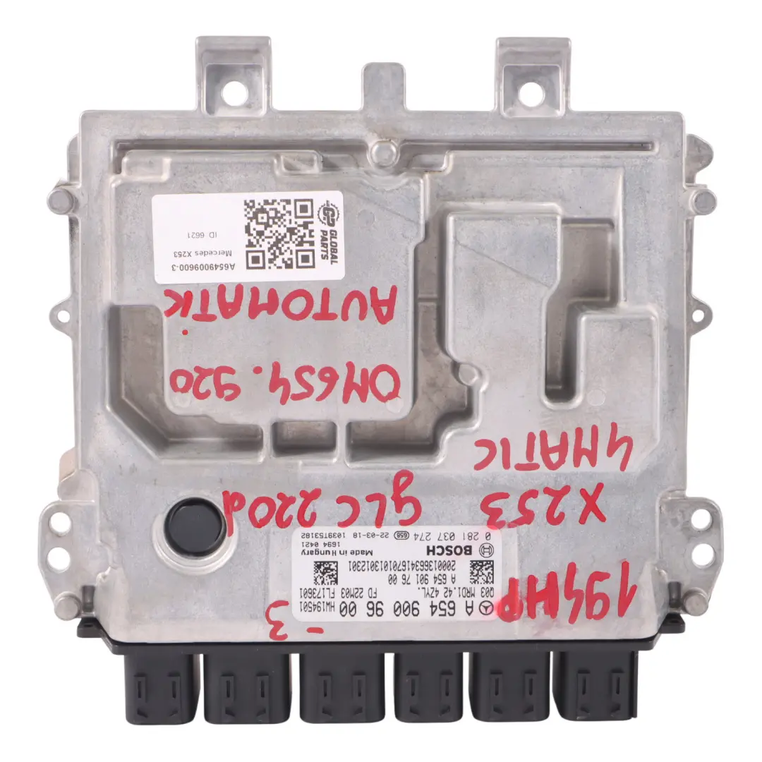 654.920 194HP 4Matic Unidad control del motor para Mercedes GLC 220d X253 con número de pieza A6549009600 Mercedes GLC 220d X253 654.920 194HP 4Matic Unidad control del motor - SKU A6549009600-3 - Número de pieza A6549009600