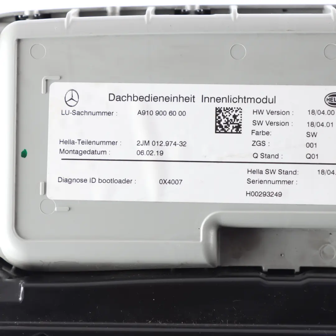 W907 Dach Himmel Innen Beleuchtung Lese Lampe Panel für Mercedes mit Teilenummer A9109006000 Mercedes W907 Dach Himmel Innen Beleuchtung Lese Lampe Panel - SKU A9109006000 - Teilenummer A9109006000