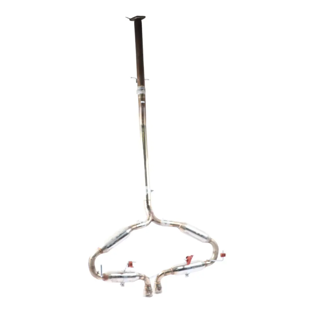 Exhaust System Cooper S W11 Muffler Double Pipe Chrome Catless to Mini R53 Rear with Part number R53-EXHAUST Mini R53 Rear Exhaust System Cooper S W11 Muffler Double Pipe Chrome Catless - SKU R53-EXHAUST - Part number R53-EXHAUST