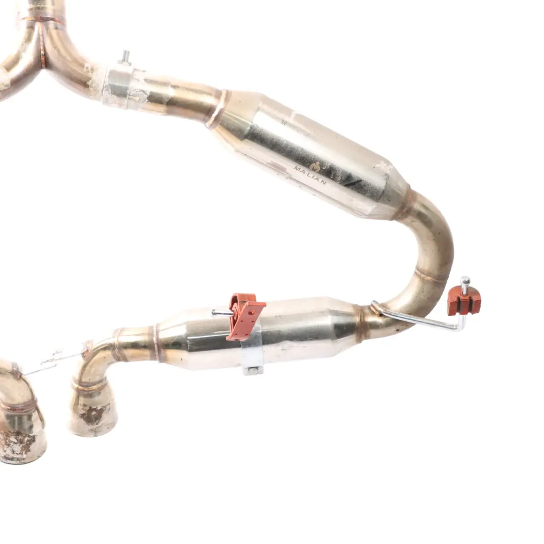 Exhaust System Cooper S W11 Muffler Double Pipe Chrome Catless to Mini R53 Rear with Part number R53-EXHAUST Mini R53 Rear Exhaust System Cooper S W11 Muffler Double Pipe Chrome Catless - SKU R53-EXHAUST - Part number R53-EXHAUST