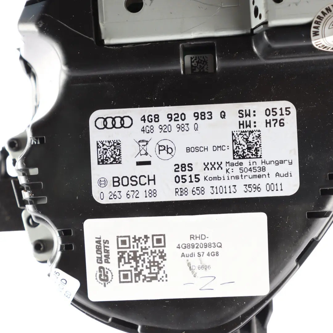 Instrument Cluster Speedometer Clocks Automatic Petrol to Audi S7 4G with Part number 4G8920983Q Audi S7 4G Instrument Cluster Speedometer Clocks Automatic Petrol - SKU RHD-4G8920983Q - Part number 4G8920983Q