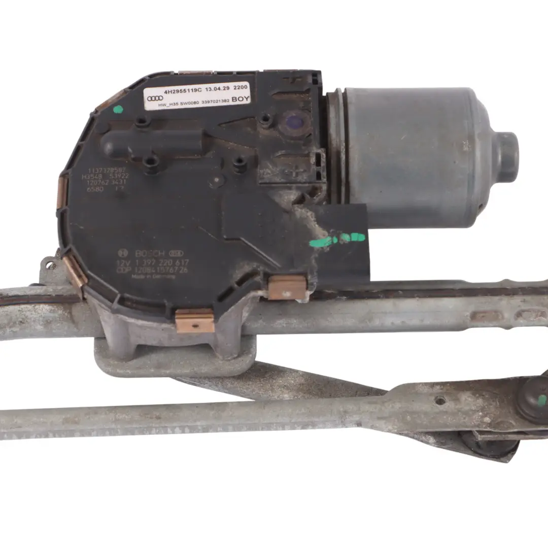 Audi A8 4H Front Windscreen Wiper Motor Linkage Mechanism - SKU RHD-4H2955023C - Part number 4H2955023C