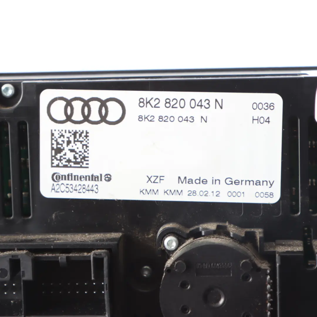 Conditioning Control Audi A4 B8 A5 8T Unit Panel Switch Heat Seat to Air with Part number 8K2820043N Air Conditioning Control Audi A4 B8 A5 8T Unit Panel Switch Heat Seat - SKU RHD-8K2820043N - Part number 8K2820043N
