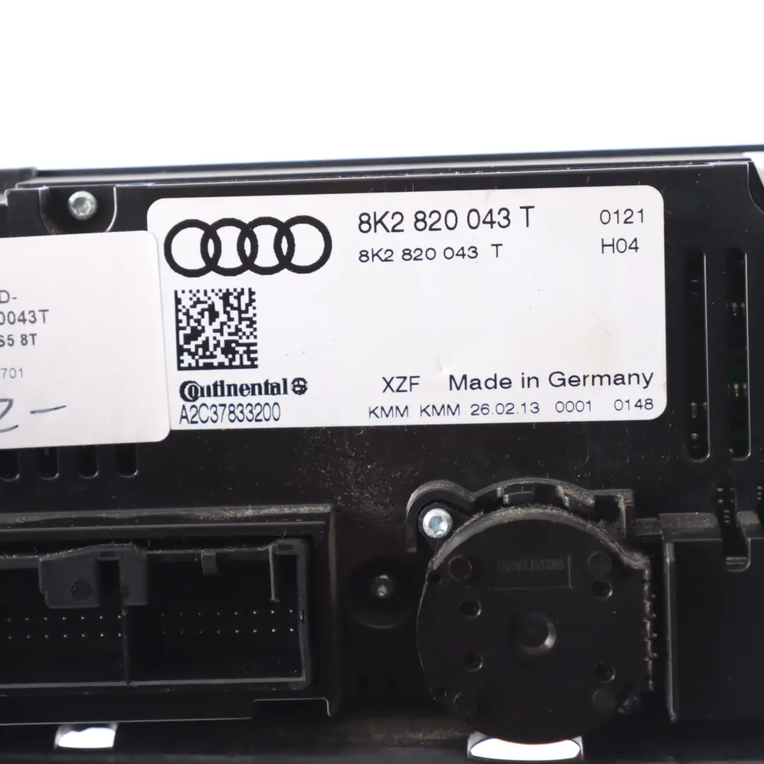 Audi A5 S5 8T A/C Air Condition Heater Climate Control Switch Panel - SKU RHD-8K2820043T - Part number 8K2820043T