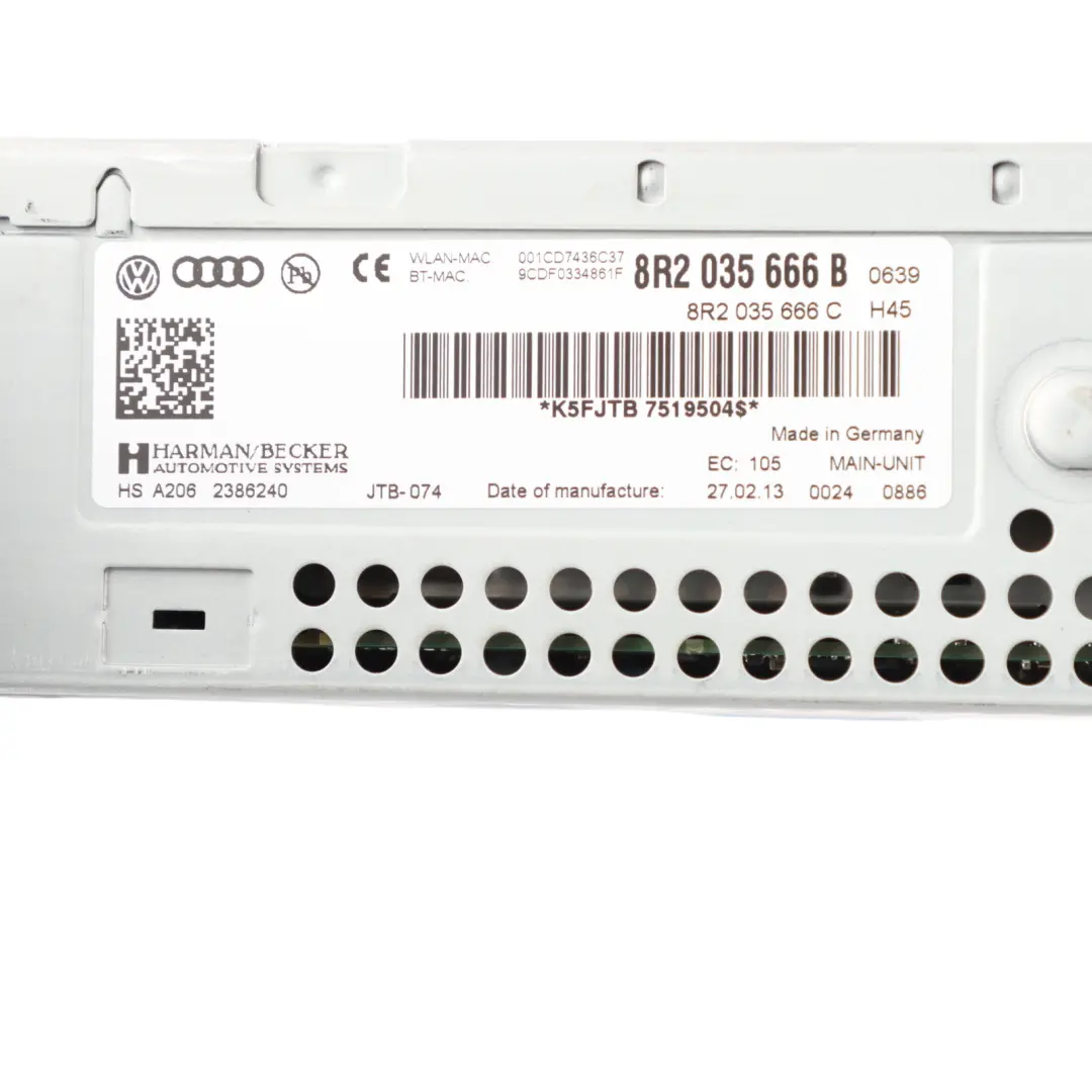 Audi S8 8T Head Unit Radio Player Navigation Control Module - SKU RHD-8R2035666B - Part number 8R2035666B