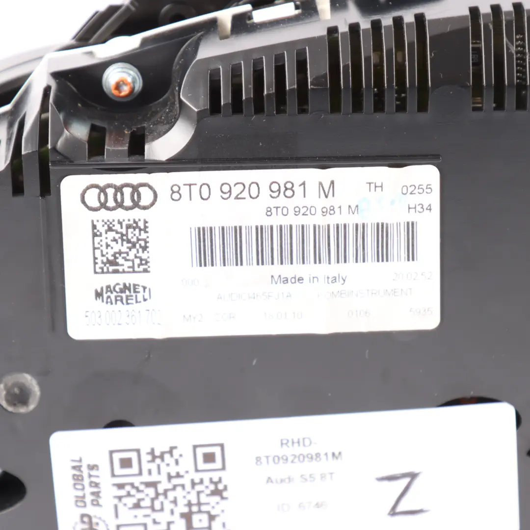 Audi S5 8T Petrol Instrument Cluster Speedometer Clocks Automatic - SKU RHD-8T0920981M - Part number 8T0920981M