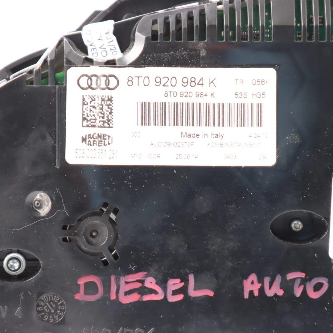 Audi A5 8T Diesel Instrument Cluster Clock Speedo Meter Automatic - SKU RHD-8T0920984K - Part number 8T0920984K