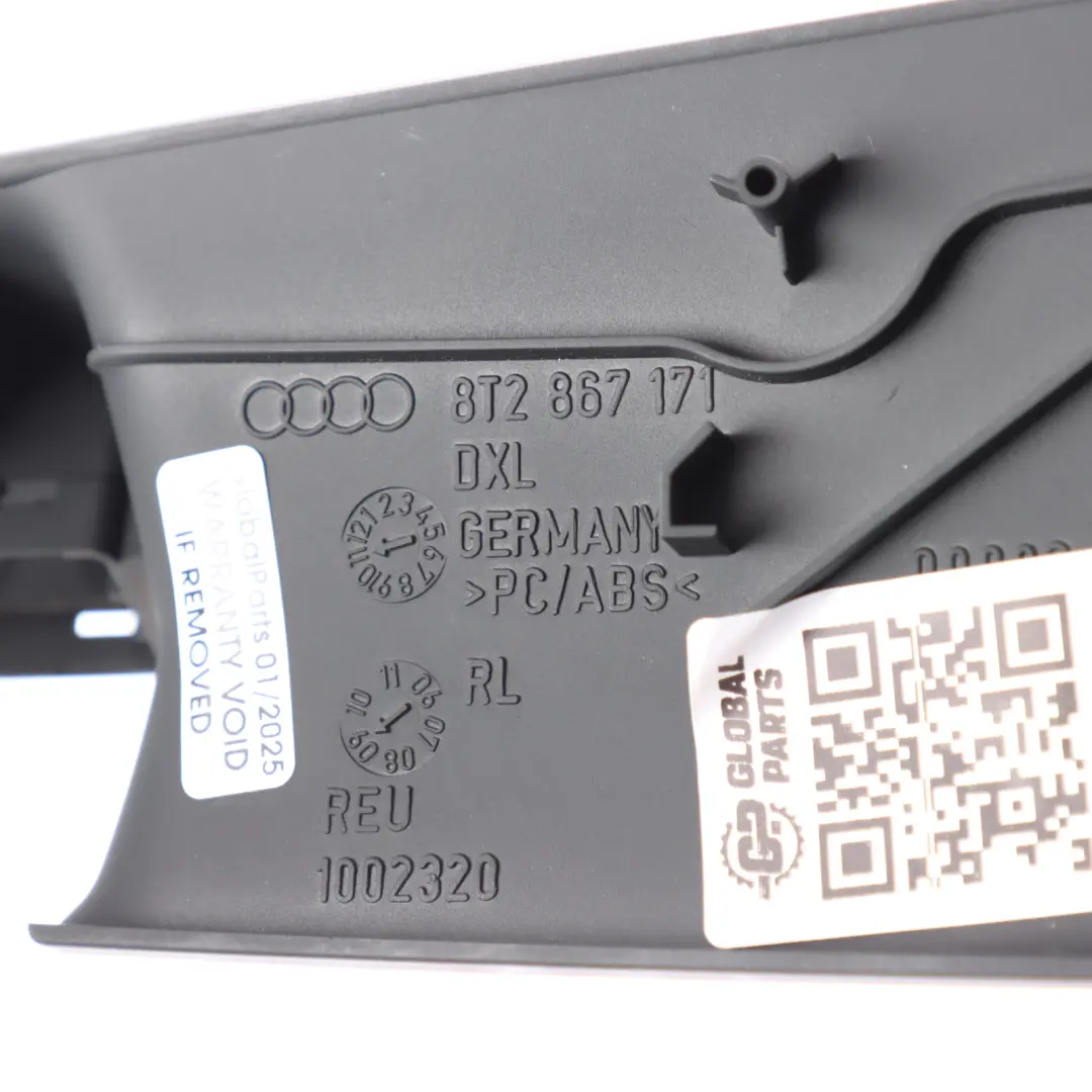 Door Grab Handle Trim Panel Front Passenger Side to Audi A5 S5 8T Coupe with Part number 8T2867171 Audi A5 S5 8T Coupe Door Grab Handle Trim Panel Front Passenger Side - SKU RHD-8T2867171 - Part number 8T2867171