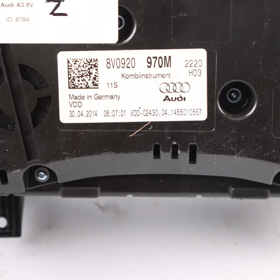 Audi A3 8V Petrol Instrument Cluster Speedometer Automatic Gearbox - SKU RHD-8V0920970M - Part number 8V0920970M