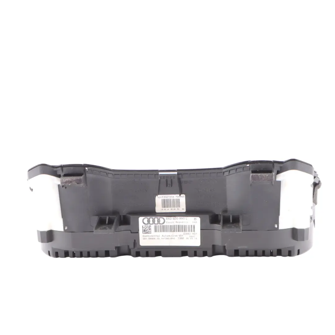 Audi A1 8X Instrument Cluster Speedometer Clocks Manual Petrol - SKU RHD-8X0920980L - Part number 8X0920980L