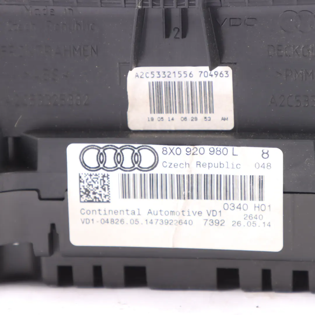 Instrument Cluster Speedometer Clocks Manual Petrol to Audi A1 8X with Part number 8X0920980L Audi A1 8X Instrument Cluster Speedometer Clocks Manual Petrol - SKU RHD-8X0920980L - Part number 8X0920980L