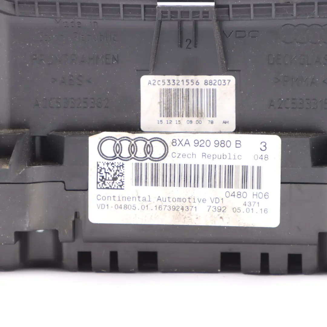 Instrument Cluster Speedometer Clocks Automatic to Audi A1 8X Diesel with Part number 8XA920980B Audi A1 8X Diesel Instrument Cluster Speedometer Clocks Automatic - SKU RHD-8XA920980B - Part number 8XA920980B