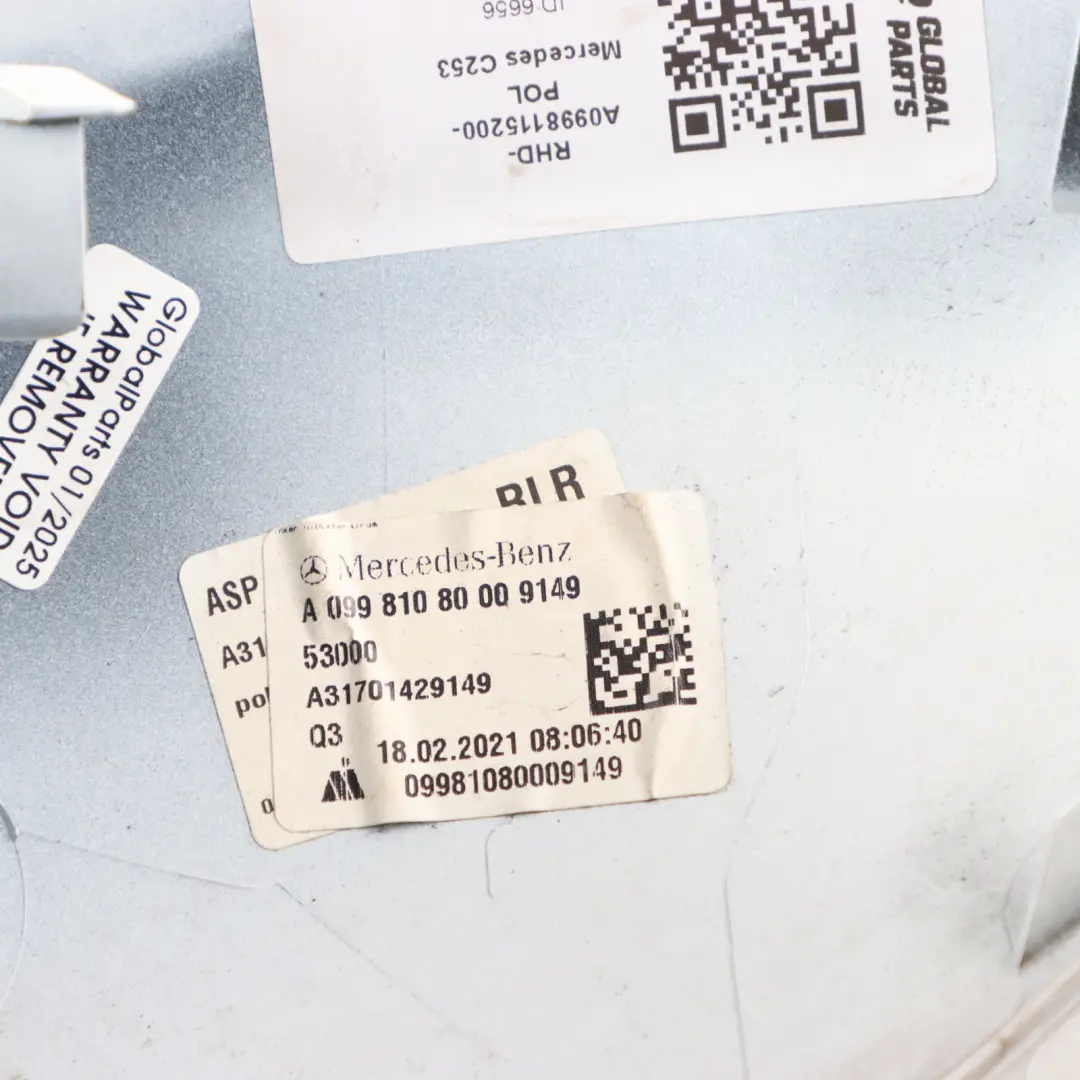 Mirror Cover Mercedes W205 C 2017 C253 Wing Right O/S Polar White to with Part number A0998115200 Mirror Cover Mercedes W205 C 2017 C253 Wing Right O/S Polar White - SKU RHD-A0998115200-POL - Part number A0998115200