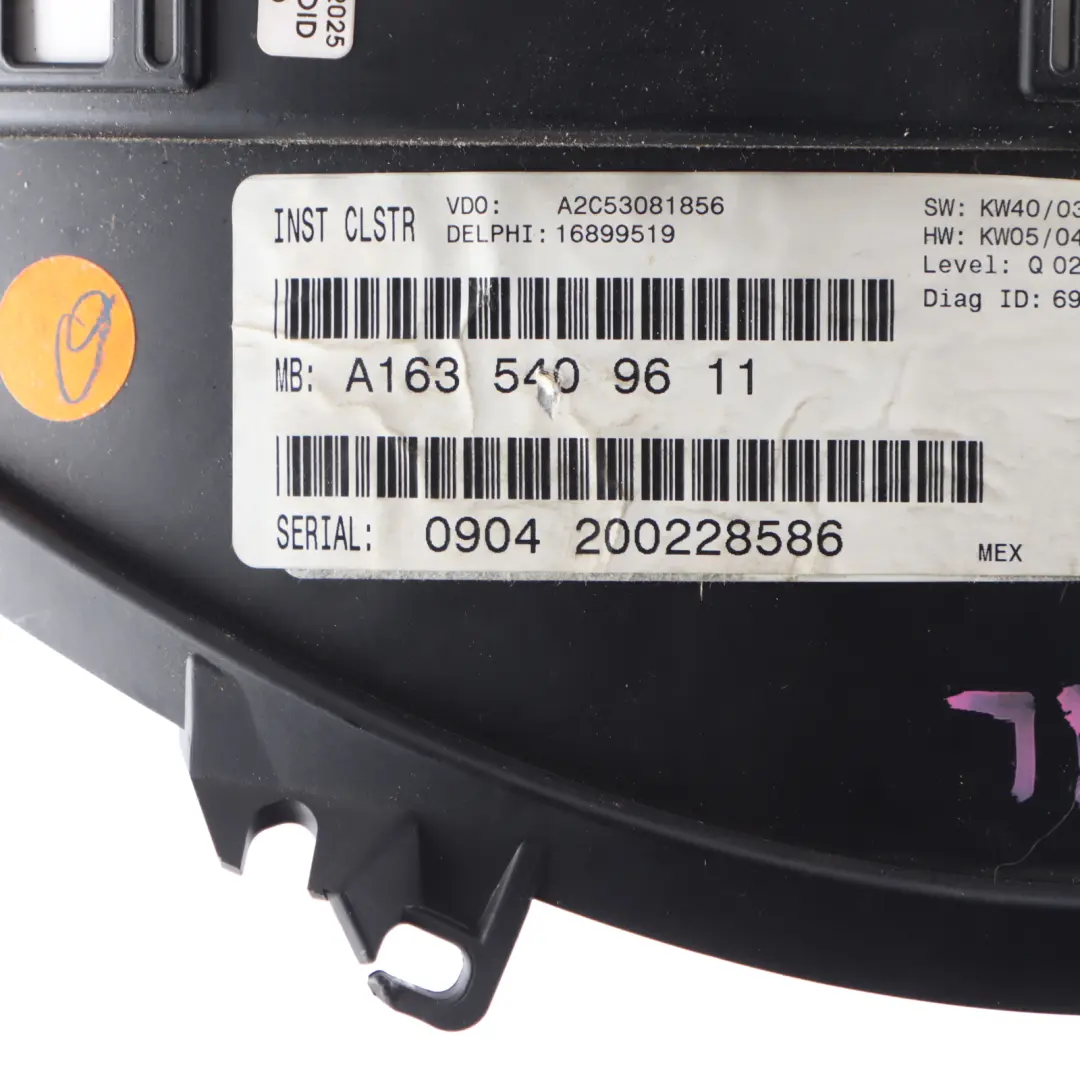 Speedometer Speedo Cluster Instrument Manual to Mercedes W163 Diesel with Part number A1635409611 Mercedes W163 Diesel Speedometer Speedo Cluster Instrument Manual - SKU RHD-A1635409611 - Part number A1635409611