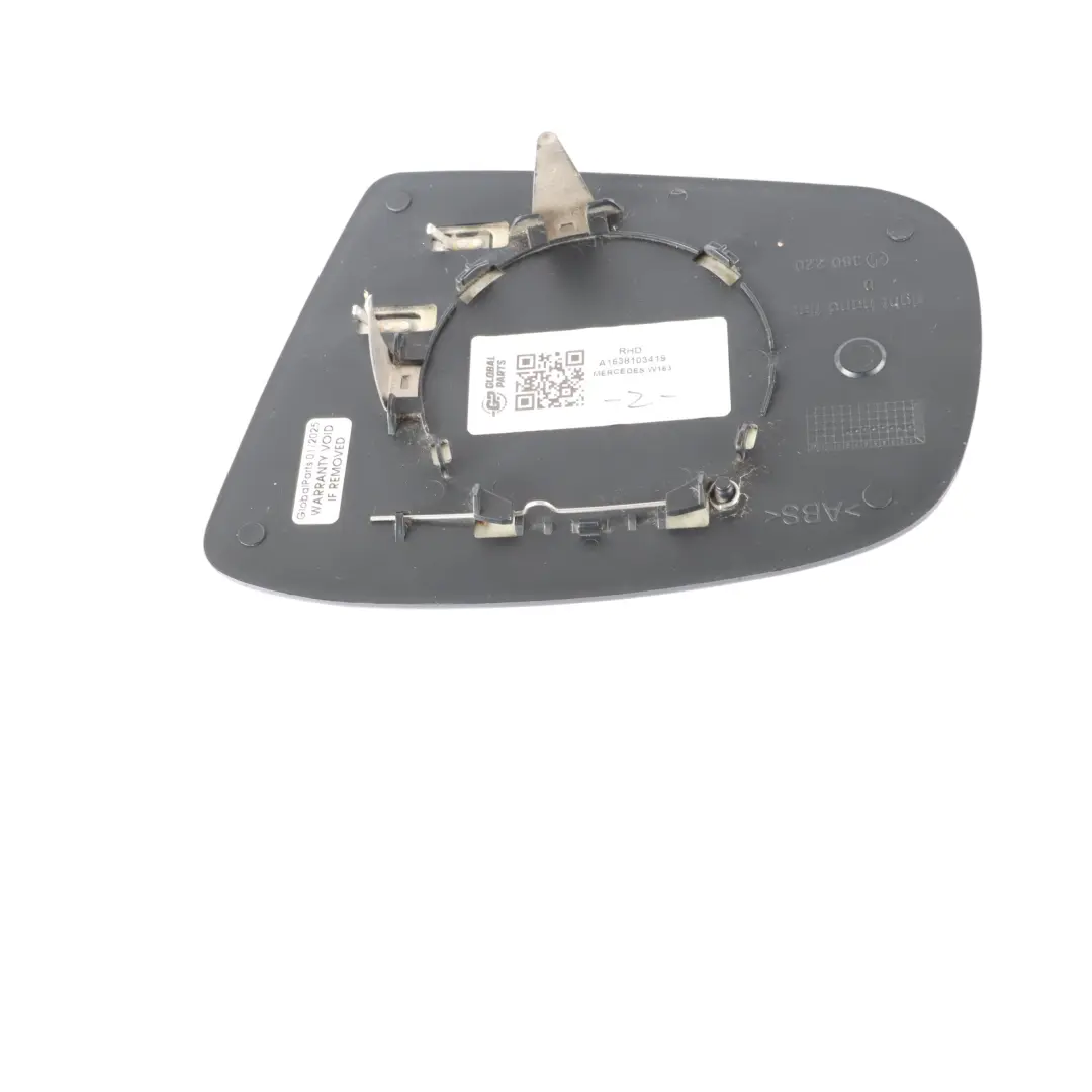 Wing Mirror Glass Right O/S Outside to Mercedes W163 with Part number A1638103419 Mercedes W163 Wing Mirror Glass Right O/S Outside - SKU A1638103419 - Part number A1638103419