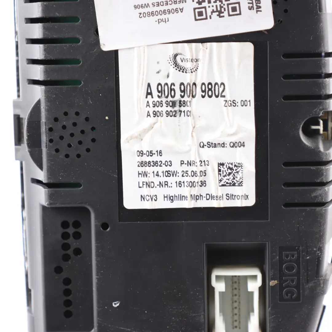 Instrument Cluster Speedo Clocks Meter Manual to Mercedes W906 Diesel with Part number A9069009802 Mercedes W906 Diesel Instrument Cluster Speedo Clocks Meter Manual - SKU rhd-A9069009802 - Part number A9069009802