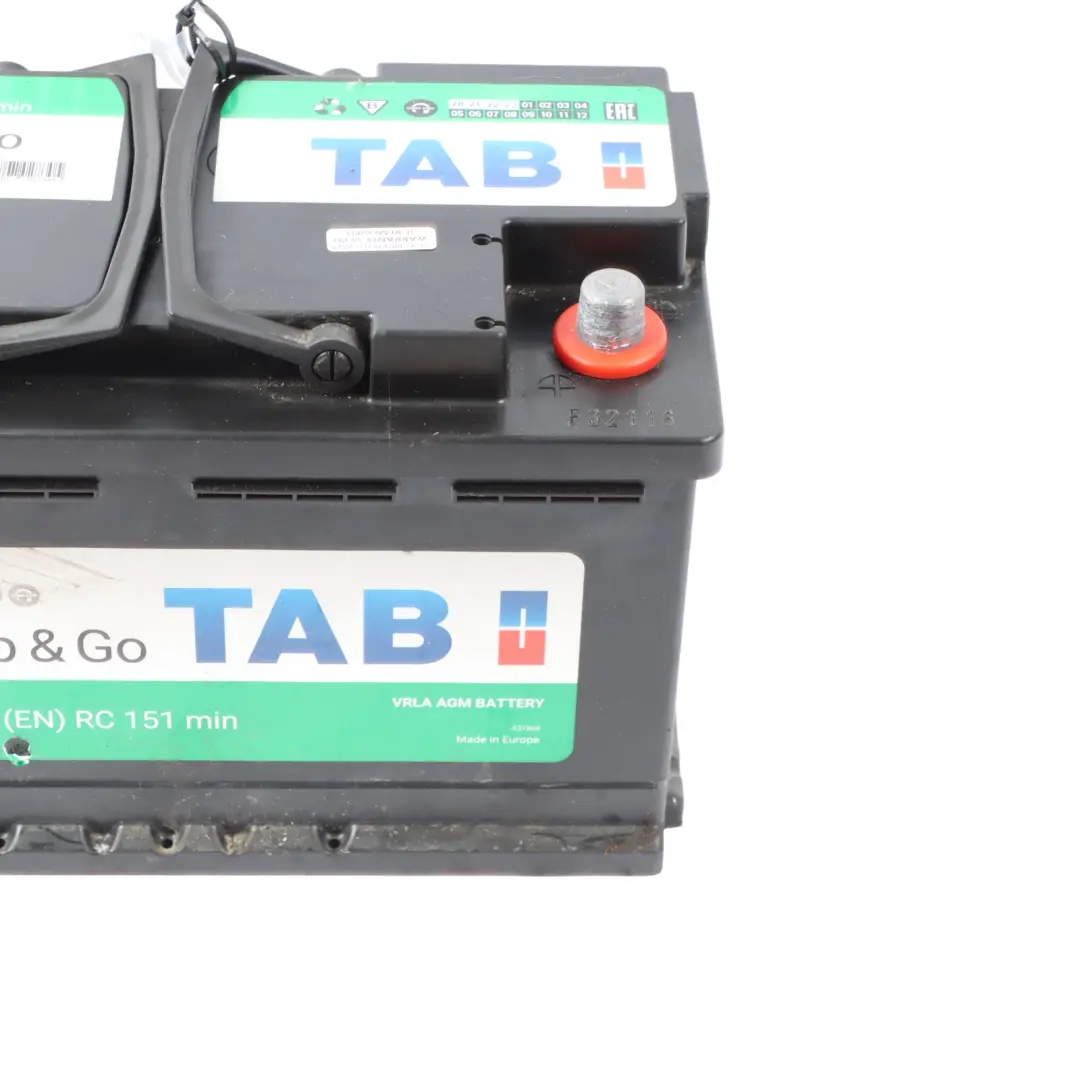  TAB AG80 AGM Start Stop Car Battery 80Ah 800A 12V - SKU TAB-AGM-80AH - Part number TAB-AGM-80AH