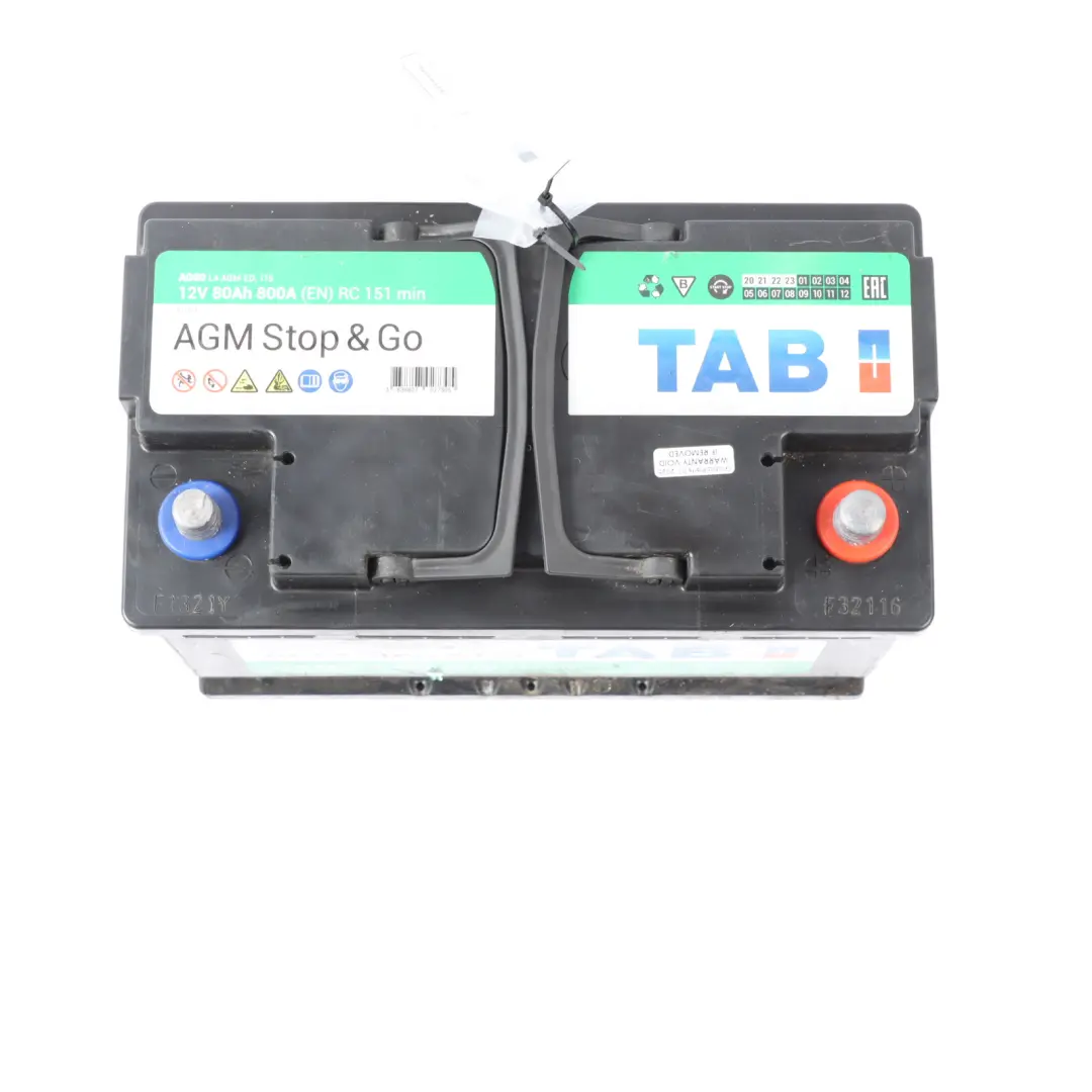  TAB AG80 AGM Start Stop Car Battery 80Ah 800A 12V - SKU TAB-AGM-80AH - Part number TAB-AGM-80AH