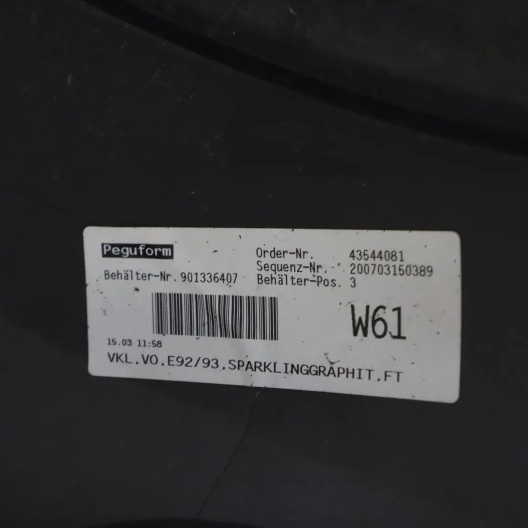 Front Bumper Trim Panel Sparkling Graphite Metallic - A22 to BMW E92 E93 with Part number 0034469 BMW E92 E93 Front Bumper Trim Panel Sparkling Graphite Metallic - A22 - SKU 0034469-SG - Part number 0034469