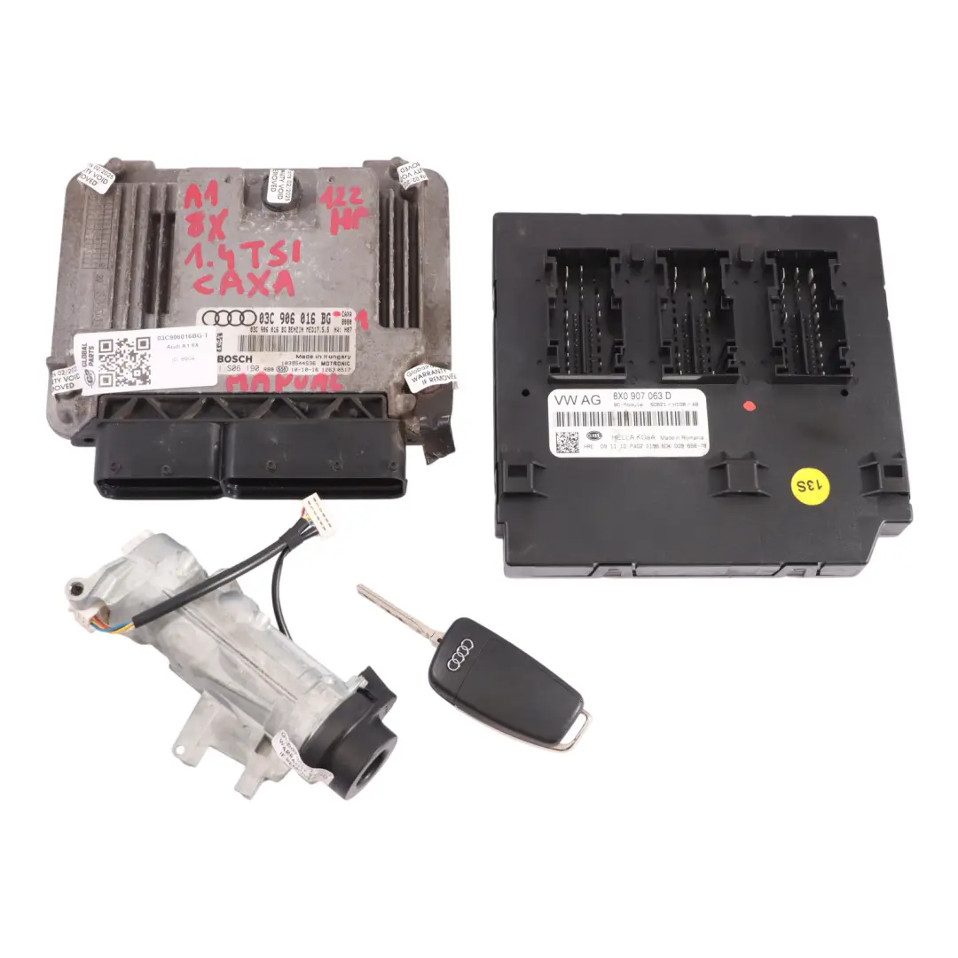 Audi A1 8X 1.4 TSI CAXA 122HP Engine Control Unit ECU Kit BCM + Key - SKU 03C906016BG-1 - Part number 03C906016BG