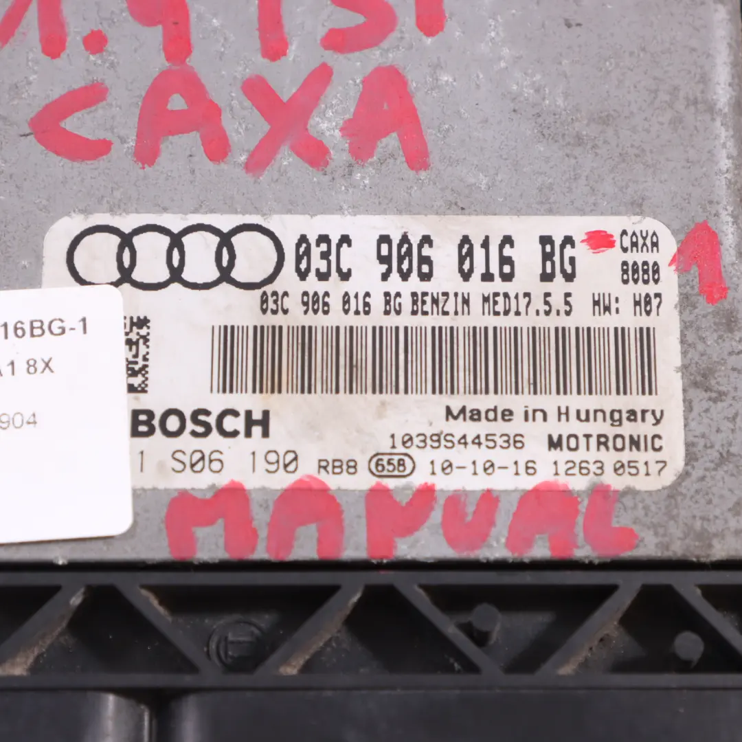 CAXA 122HP Komputer Silnika ECU BCM Kluczyk do Audi A1 8X 1.4 TSI o numerze 03C906016BG Audi A1 8X 1.4 TSI CAXA 122HP Komputer Silnika ECU BCM Kluczyk - SKU 03C906016BG-1 - Numer Części 03C906016BG