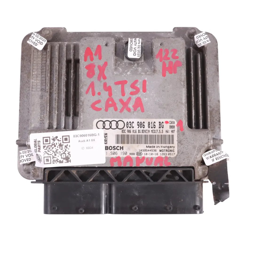 Audi A1 8X 1.4 TSI CAXA 122HP Engine Control Unit ECU Kit BCM + Key - SKU 03C906016BG-1 - Part number 03C906016BG