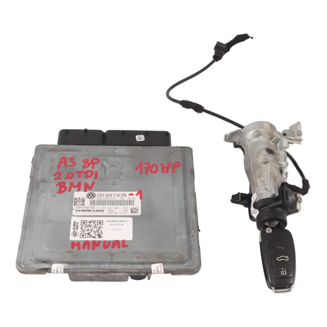 170HP BMN Engine ECU Kit Key + Ignition Manual Audi A3 8P 2.0 TDI - SKU 03G906018DN-1 - Part number 03G906018DN
