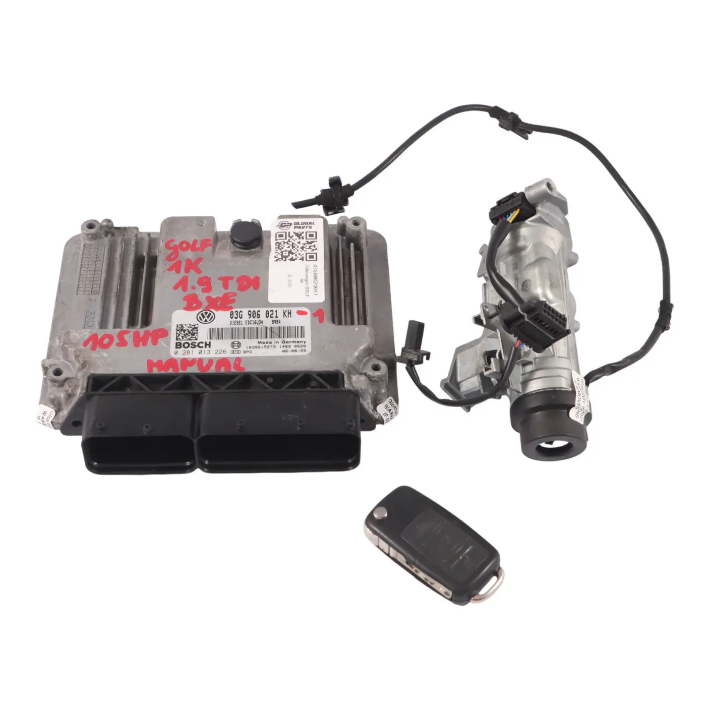 Kit ECU motor BXE para VW Golf Mk5 1.9 TDI 105 HP 03G906021KH Encendido + llave