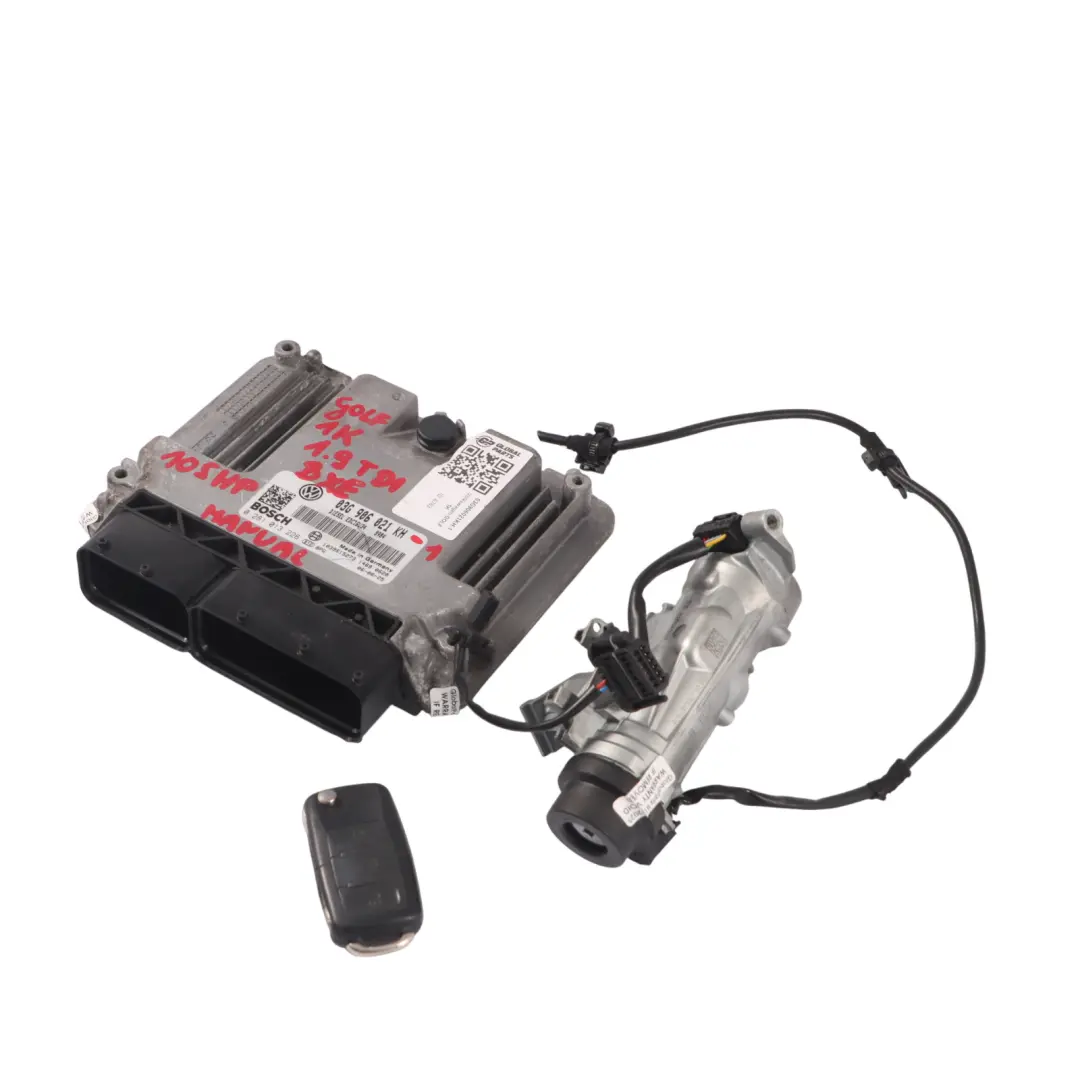  Kit ECU moteur Volkswagen Golf Mk5 1.9 TDI 105HP BXE Allumage + Clé - SKU 03G906021KH-1 - Numéro de pièce 03G906021KH