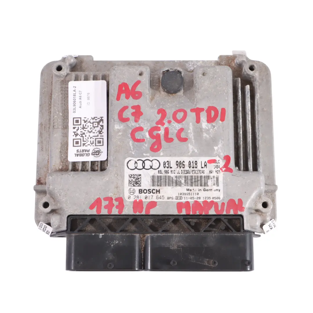 Audi A6 C7 2.0 TDI CGLC 177HP Unidad Motor Kit ECU Llave Encendido - SKU 03L906018LA-2 - Número de pieza 03L906018LA